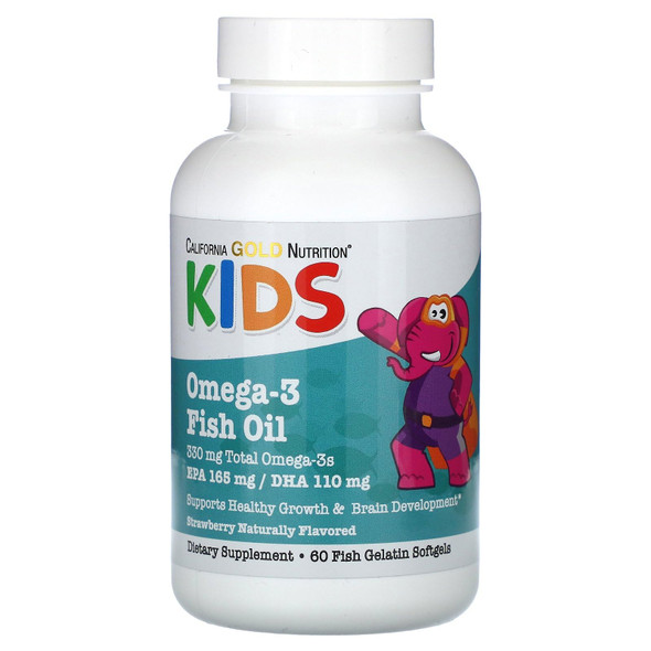 California Gold Nutrition Kids Omega 3 Oil Strawberry 60 Softgels