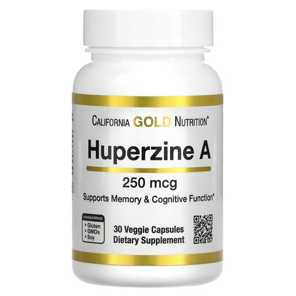 Huperzine A By California Gold Nutrition - Support For Memory & Cognitive Function - Promotes Healthy Acetylcholine Levels - Vegan Friendly - Gluten Free, Non-Gmo - 250 Mcg - 30 Veggie Capsules