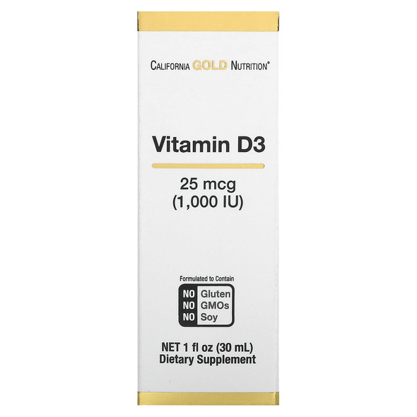 California Gold Nutrition Vitamin D3, 25 Mcg (1,000 Iu), 1 Fl Oz (30 Ml)