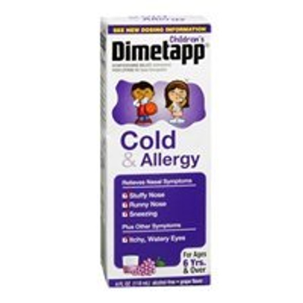 Dimetapp Dimetapp Childrens Cold Allergy Elixir Liquid Grape, Grape 4 Oz (Pack Of 2)