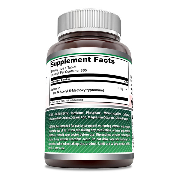 Amazing Formulas Melatonin Supplement | 5 Mg Per Serving | 365 Tablets | Non-Gmo | Gluten-Free | Made In Usa