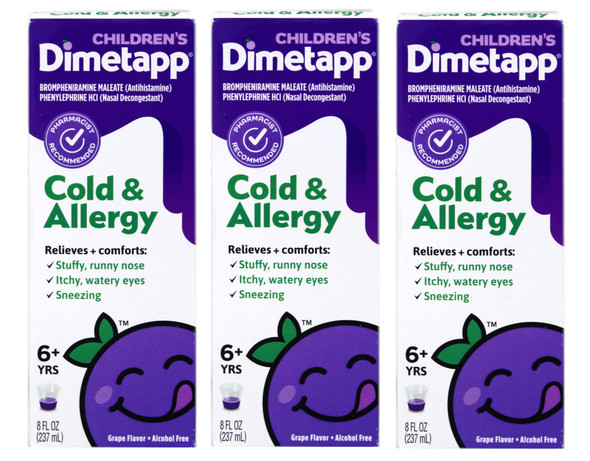 Dimetapp Children'S Cold & Allergy Grape 8 Oz (Pack Of 3) By Dimetapp