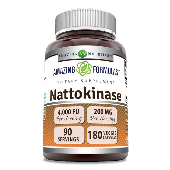 Amazing Formulas Nattokinase Dietary Supplement 100 Mg Veggie Capsules Supplement | 2000 Fu Enzyme Activity | Non-Gmo | Gluten Free | Made In Usa (180 Count)