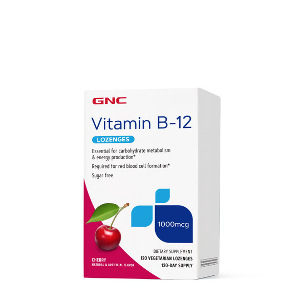 Gnc Vitamin B-12 1000Mcg - Cherry, 120 Lozenges, Supports Energy Production