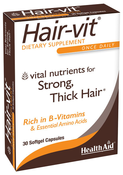 Hair-Vit, 30 Capsules, Once Daily, Vital Nutrients For Strong, Thick, & Shiny Hair, Rich In B- Vitamins & Essential Amino Acids