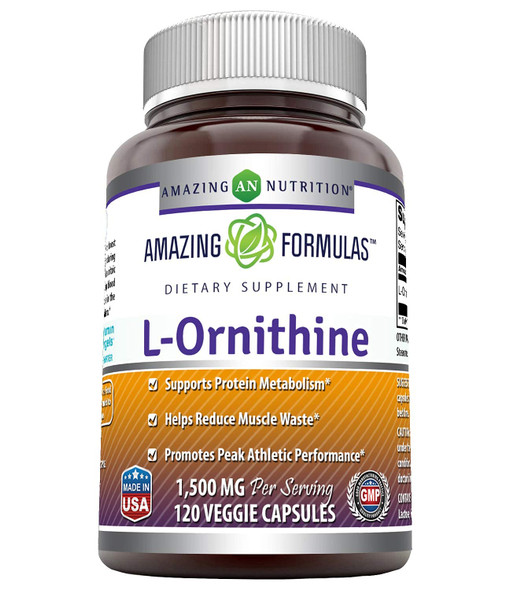 Amazing Formulas L-Ornithine 1500 Mg Per Serving Veggie Capsules Supplement | Non-Gmo | Gluten Free | Made In Usa (120 Count)