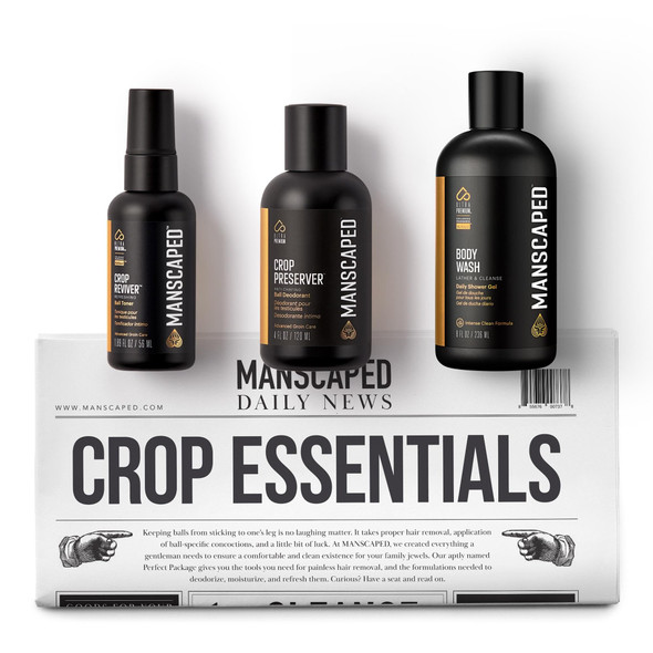 Manscaped Crop Essentials, Male Care Hygiene Bundle, Includes Refined Body Wash, Preserver Moisturizing Ball Deodorant, Reviver Toner And Disposable Shaving Magic Mat