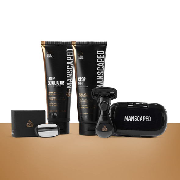 Manscaped The Ultra Smooth Package, Male Hygiene Shaving Bundle With Groin Razor, Shaving Gel, And Exfoliator