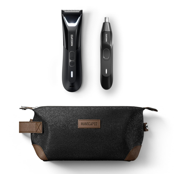 Manscaped The Perfect Duo 5.0 Contains: The Lawn Mower 5.0 Ultra Electric Groin & Body Hair Trimmer, The Weed Whacker 2.0 Nose & Ear Hair Trimmer, The Shed Toiletry Bag