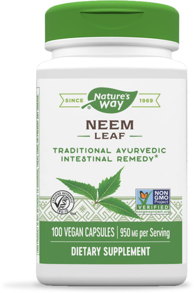 Nature'S Way Herbal Neem Leaf, Traditional Ayurvedic Intestinal Remedy*, 100 Vegan Capsules