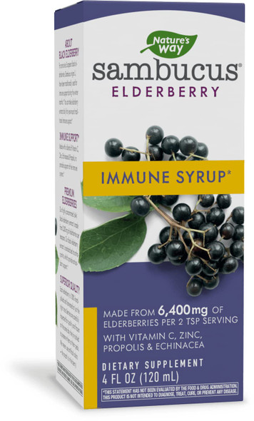 Nature'S Way Sambucus Elderberry Immune Syrup With Vitamin C, Ecea, & Zinc, Immune Support*, 4 Fl. Oz. (Packaging May Vary)