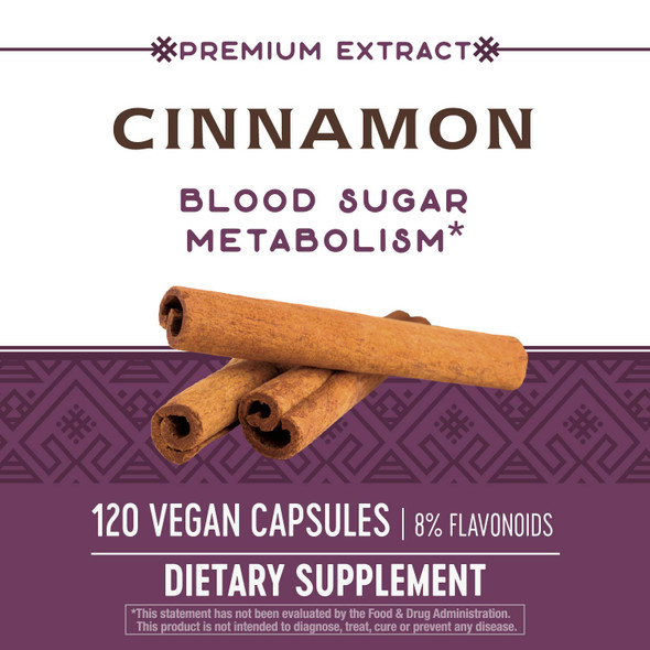 Nature'S Way Premium Extract Cinnamon Standardized To 8% Flavonoids 120 Vcaps