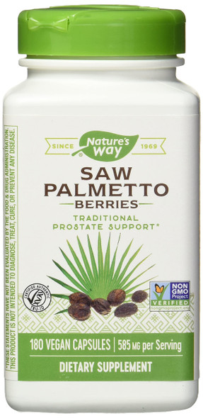 Nature'S Way Nature'S Way Saw Palmetto Berries; 585 Mg; Non-Gmo Project Verified; Tru-Id Certified; 180 Vcaps, 180 Count (Pack Of 12)