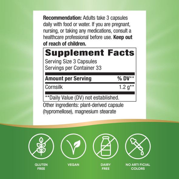Nature'S Way Premium Herbal Corn Silk 1,200 Mg 100 Vegetarian Capsules