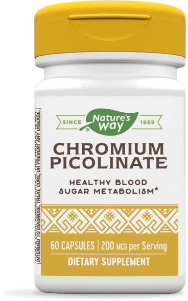 Nature'S Way Chromium Picolinate Capsules, 200 Mcg Per Serving, 60-Count