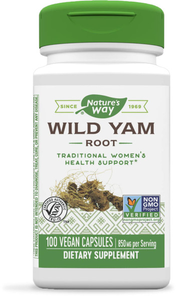 Nature'S Way Wild Yam Root, Traditional Women'S Health And Gastrointestinal Support*, 850 Mg Per Serving, 100 Vegan Capsules