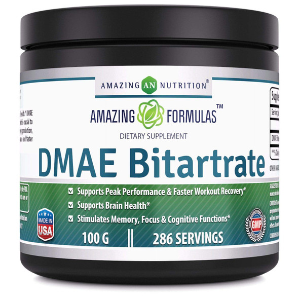 Amazing Formula Dmae Bitartrate Powder Supplement | 100 Grams | 286 Servings | Non-Gmo | Gluten-Free | Made In Usa