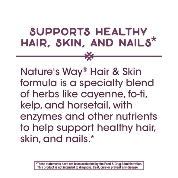 Nature'S Way Premium Blend Hair & Skin, Supports Healthy Hair, Skin, & Nails*, 100 Capsules