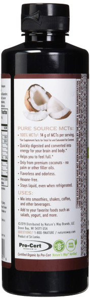 Nature'S Way Nature'S Way Organic Mct Oil From Coconut, Non-Gmo, Gluten-Free, 14 G Mcts Per Serving, 16 Ounce (Pack Of 1)