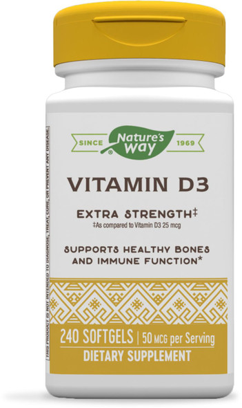 Nature'S Way Vitamin D3 Extra Strength; 2000 Iu Per Serving; 240 Softgels