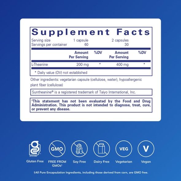 Pure Encapsulations L-Theanine 60 Capsules