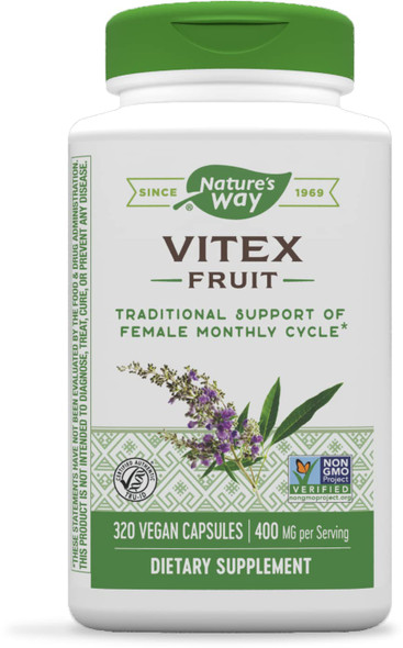 Nature'S Way Vitex Fruit, Traditional Support Of Female Monthly Cycle*, Vegan, Non-Gmo Project Verified, 320 Capsules