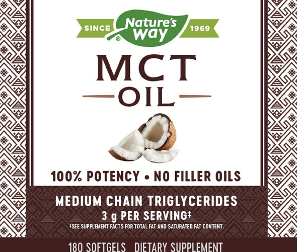 Nature'S Way Mct Oil, Brain And Body Fuel From Coconuts*; Keto And Paleo Friendly, Organic, Gluten Free, 180 Softgels