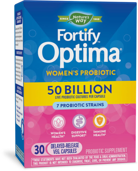 Nature'S Way Fortify Optima Daily Probiotic For Women, 50 Billion Live Cultures, Digestive And Immune Health Support Supplement*, 30 Vegan Capsules