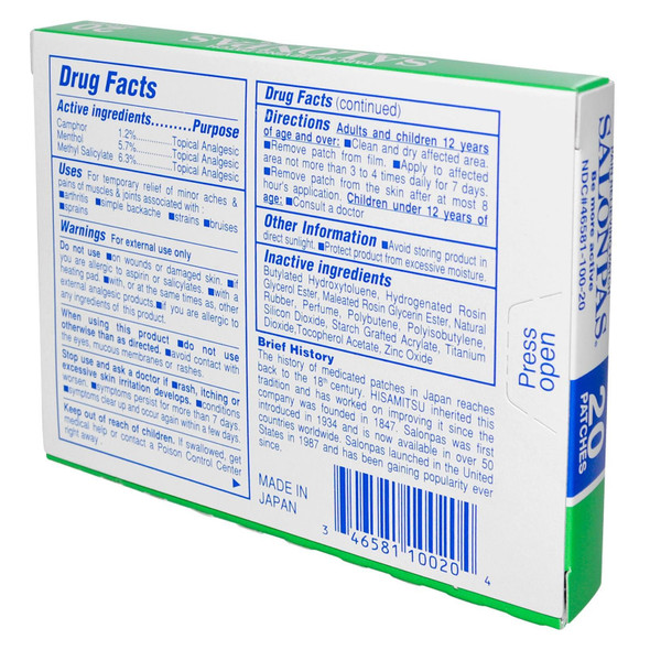 Salonpas Pain Relieving Patch 20 Ct