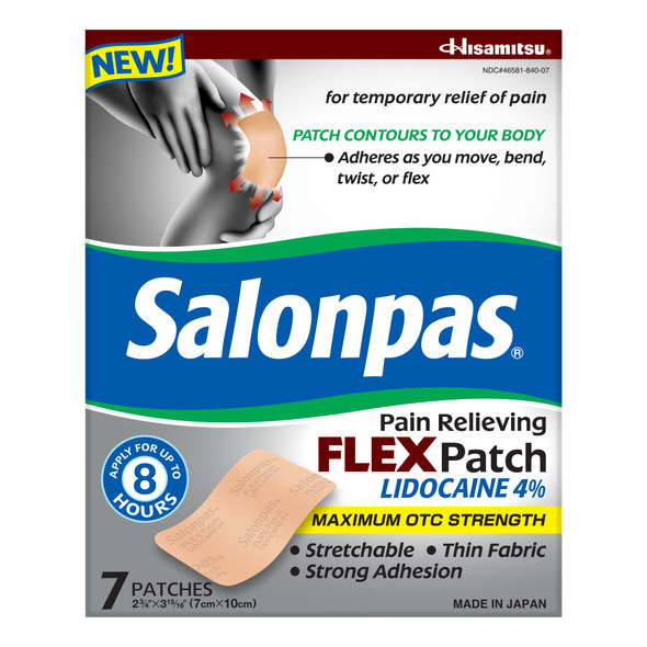 Salonpas Pain Relieving Flex Patch Lidocaine 4% 7 Count