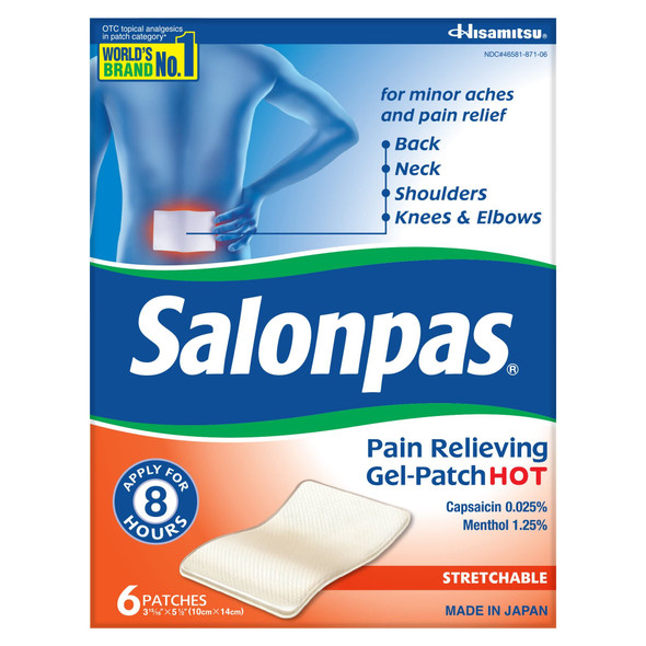 Salonpas Salonpas Pain Relieving Gel-Patch Hot, 6 Each (Pack Of 2)