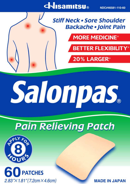 Salonpas Pain Relieving Patch - 60 Patches (Pack Of 2)