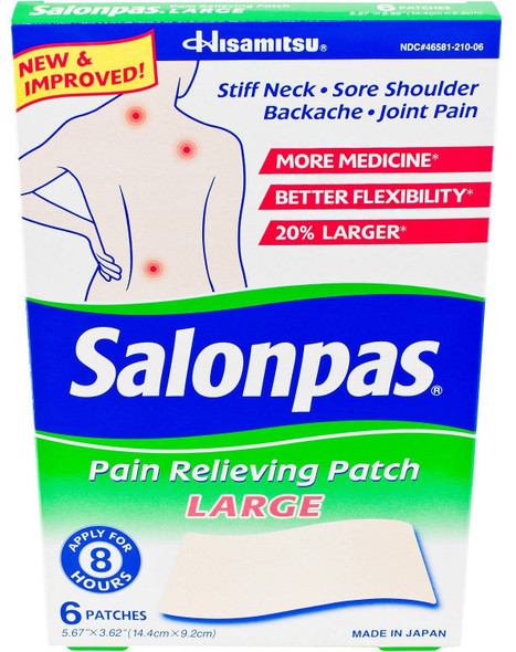 Salonpas Pain Relief Patch Large, 6 Count, Pack Of 4