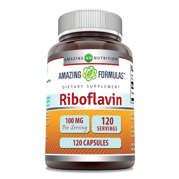 Amazing Formulas Riboflavin 100 Mg 120 Capsules Supplement | Vitamin B2 | Non-Gmo | Gluten Free | Made In Usa