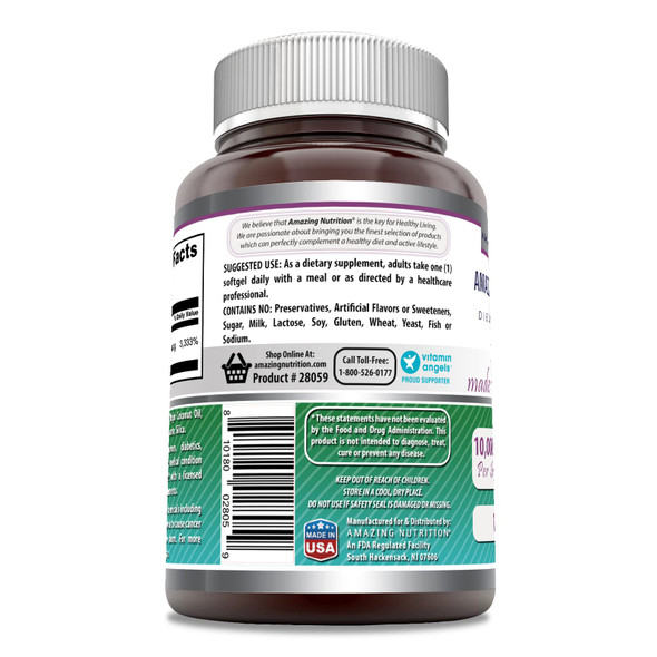 Amazing Formulas Biotin 10000Mcg With Extra Virgin Organic Coconut Oil 120 Softgels | Non-Gmo | Gluten Free | Made In Usa