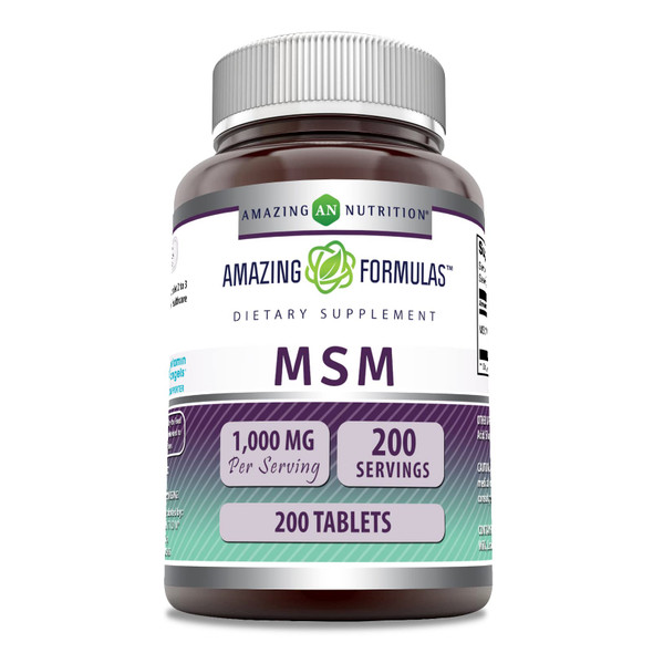 Amazing Formulas Msm 1000Mg 200 Tablets Supplement | Non-Gmo | Gluten Free | Made In Usa
