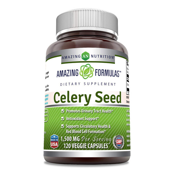 Amazing Formulas Celery Seed Extract Supplement | 1500 Mg Per Serving | 120 Veggie Capsules | Non-Gmo | Gluten-Free | Made In Usa
