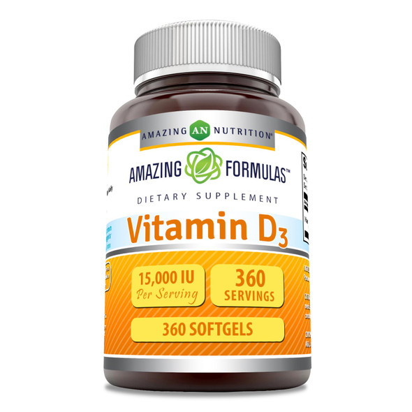 Amazing Formulas Vitamin D3 15000 Iu Supplement | 360 Softgels | Non-Gmo | Gluten Free
