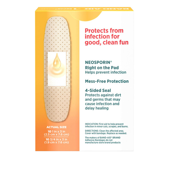 Band-Aid - 5570 Brand Bandages With Neosporin Antibiotic Ointment, Assorted Sizes, 20 Ct