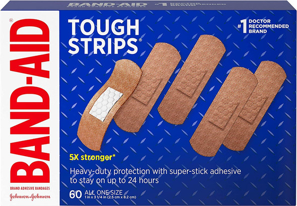 Band-Aid Tough Strips Adhesive Bandages All One Size - 60 Ct, Pack Of 3