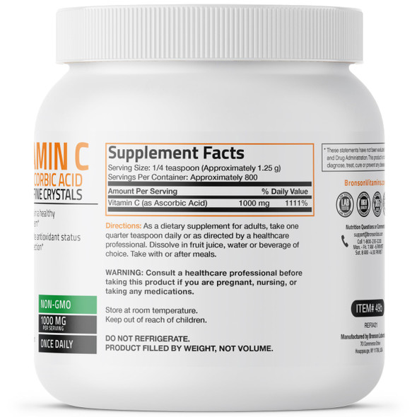 Vitamin C Powder Pure Ascorbic Acid Soluble Fine Non Gmo Crystals – Promotes Healthy Immune System And Cell Protection – Powerful Antioxidant - 1 Kilogram (2.2 Lbs)