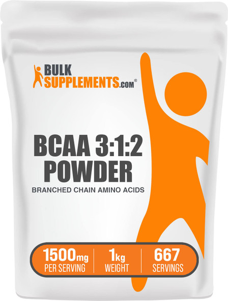 Bulksupplements.Com Bcaa 3:1:2 Powder - Branched Chain Amino Acids, Bcaa Supplements, Bcaa Powder - Bcaas Amino Acids Powder, Unflavored, 1500Mg Per Serving - 667 Servings, 1Kg (2.2 Lbs)