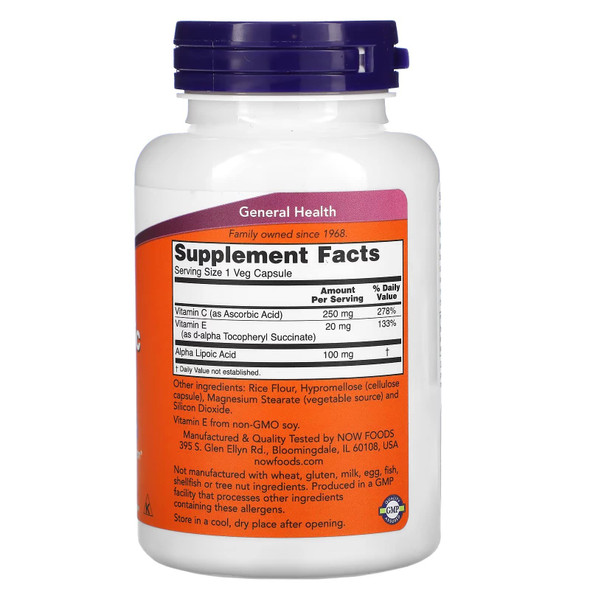 Now Foods Alpha Lipoic Acid 100mg 120 Vcaps