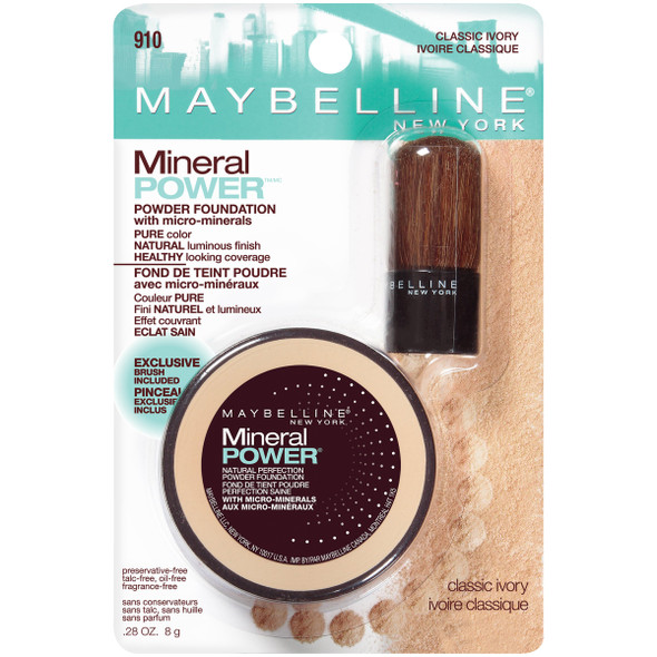 Maybelline New York Mineral Power Powder Foundation, Classic Ivory, Light 2, 0.28 Ounce