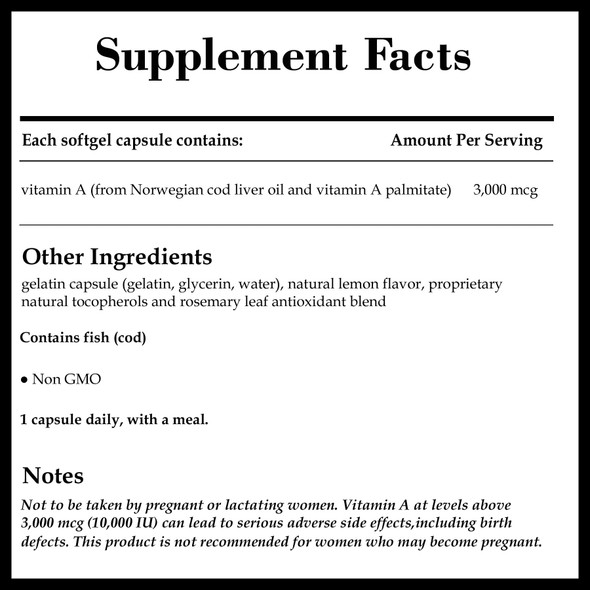 Pure Encapsulations Vitamin A 3,000 mcg (10,000 IU)