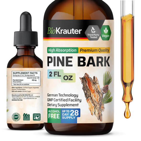 BIO KRAUTER Turmeric Supplement Tincture - Organic Turmeric Curcumin 1200Mg With Black Pepper Extract For Joint Health - Alcohol And Sugar Free - Vegan Drops 2 Fl.Oz.