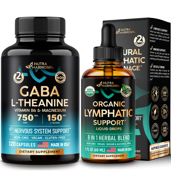 NUTRAHARMONY Lymphatic Drops & Gaba With L-Theanine Capsules