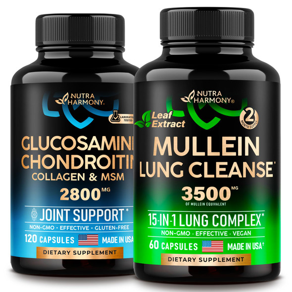 NUTRAHARMONY Glucosamine Chondroitin Capsules & Mullein Leaf Extract Capsules