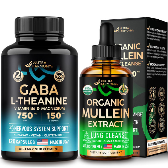 NUTRAHARMONY Gaba With L-Theanine Capsules & Mullein Drops