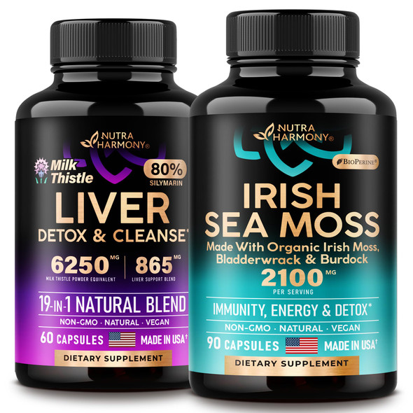 NUTRAHARMONY Liver Support Detox & Irish Sea Moss Blend Capsules